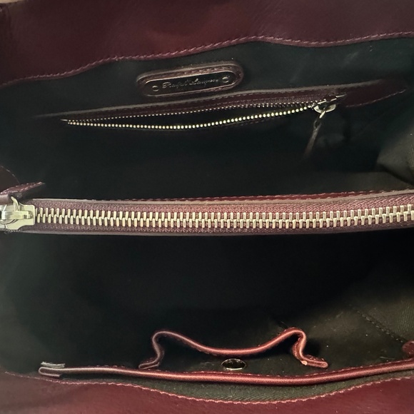 Ralph Lauren Small Ricky Leather Top Handle Bag - Bordeaux - Picture 8 of 11